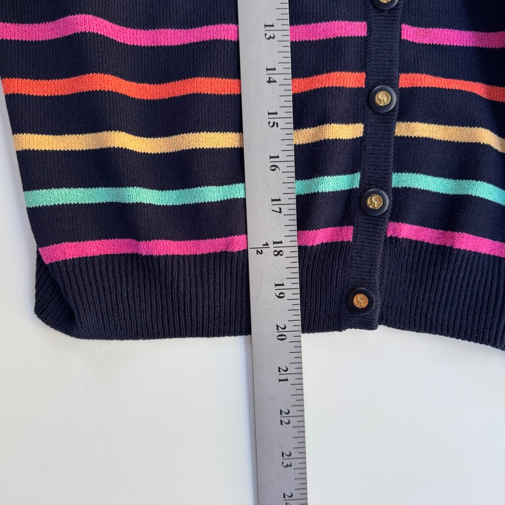 St. John Collection Cardigan Women S Navy Rainbow Stripe Vintage EUC Marie Gray - Picture 10 of 11